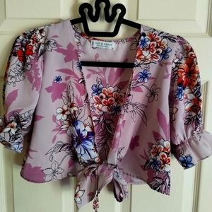 Purple Blouse with Flowers